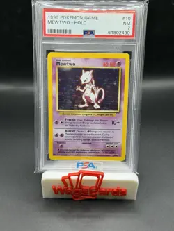 1999 Pokemon Base Set Unlimited Mewtwo Holo #10 PSA 7 Vintage Card - Image 1