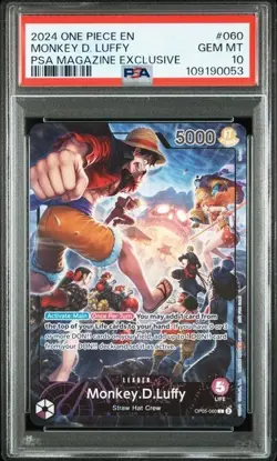 One Piece Card Monkey D Luffy OP05-060 PSA Magazine Exclusive ENG Gem MT PSA 10 - Image 1