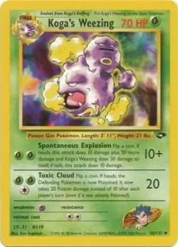 Koga's Weezing 50/132 Gym Challenge Unlimited Vintage 2000 Pokemon Card - Image 1