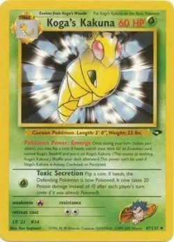 Koga's Kakuna 47/132 Gym Challenge Unlimited Vintage 2000 Pokemon Card - Image 1