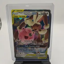 Pokemon TCG Mega Lopunny & Jigglypuff GX 165/236 SM Cosmic Eclipse Holo Rare NM - Image 1
