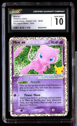 CGC 10 Mew EX 88/92 Pokemon Celebrations Classic . 2021 English - Image 1
