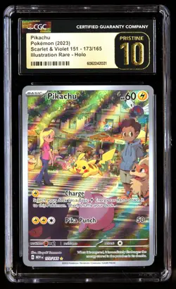 CGC 10 PRISTINE Pikachu 173/165 Pokemon Scarlet & Violet 151 2023 English - Image 1