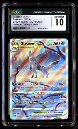 CGC 10 Glaceon Vstar GG40/GG70 Pokemon Crown Zenith 2023 English - Image 1