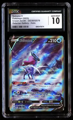 CGC 10 Suicune V GG38/GG70 Pokemon Crown Zenith 2023 English - Image 1