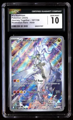 CGC 10 N's Reshiram 167/159 Pokemon Journey Together 2025 English - Image 1