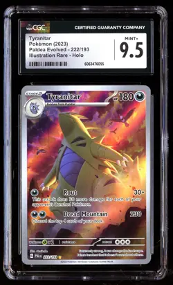 CGC 9.5 Tyranitar 222/193 Pokemon Paldea Evolved 2023 English - Image 1