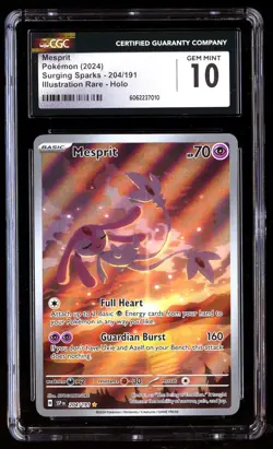 CGC 10 Mesprit 204/191 Pokemon Surging Sparks 2024 English - Image 1