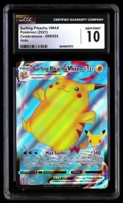 CGC 10 Surfing Pikachu Vmax 009/025 Pokemon Celebrations 2021 English - Image 1