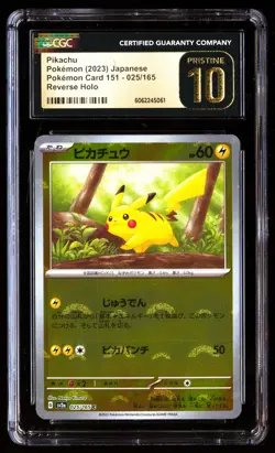 CGC 10 PRISTINE Pikachu 025/165 Reverse Pokemon Card 151 2023 Japanese - Image 1