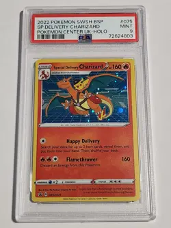 2022 POKEMON SWSH BSP SP DELIVERY CHARIZARD CENTER UK-HOLO #75 PSA 9 - Image 1