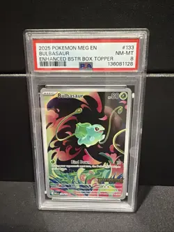 Pokemon Bulbasaur 133/132 TCG Mega Evolution Stamped Promo PSA 8 - Image 1