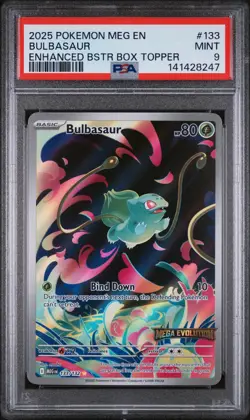 2025 POKEMON MEG EN-MEGA EVOLUTION #133 BULBASAUR ENHANCED BSTR BOX TOPPER PSA 9 - Image 2