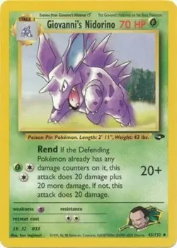 Giovanni's Nidorino 45/132 Gym Challenge Unlimited Vintage 2000 Pokemon Card - Image 1