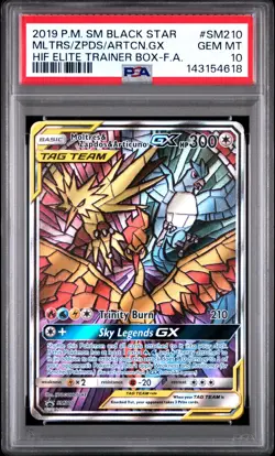 Pokemon TCG Hidden Fates EBT Promo Moltres Zapdos & Articuno GX SM210 PSA 10 - Image 1