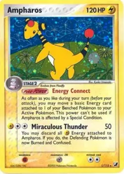 POKEMON AMPHAROS HOLOFOIL (EX UNSEEN FORCES) - Image 1