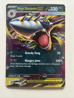 Mega Sharpedo ex 061/094 Double Rare Holo ME02: Phantasmal Flames Pokemon NM - Image 1