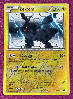 Pokemon TCG Zekrom Next Destinies 50/99 Reverse Holo Rare English 2012 NM/LP - Image 1