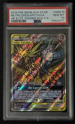 PSA 10 Pokemon Hidden Fates Promo Moltres & Zapdos & Articuno GX #SM210 GEM MINT - Image 1