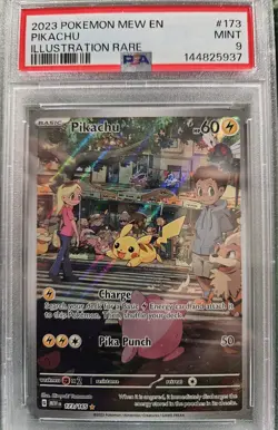 2023 POKEMON MEW EN-151 173 PIKACHU ILLUSTRATION RARE PSA 9 - Image 1