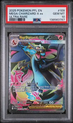 2025 POKEMON PFL EN-PHANTASMAL FLAMES ULTRA RARE #109 MEGA CHARIZARD X EX PSA 10 - Image 1