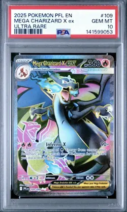 2025 POKEMON PFL EN-PHANTASMAL FLAMES ULTRA RARE #109 MEGA CHARIZARD X EX PSA 10 - Image 1