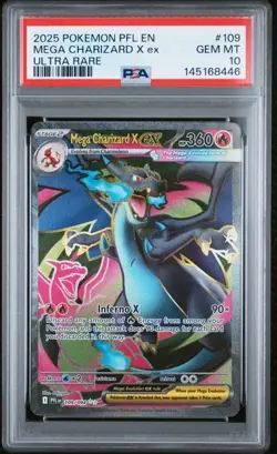 2025 POKEMON PFL EN-PHANTASMAL FLAMES ULTRA RARE #109 MEGA CHARIZARD X EX PSA 10 - Image 1