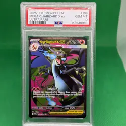2025 POKEMON PFL EN-PHANTASMAL FLAMES ULTRA RARE #109 MEGA CHARIZARD X EX PSA 10 - Image 1