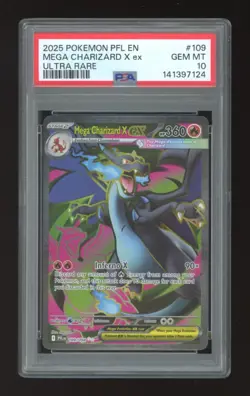 2025 POKEMON PFL EN-PHANTASMAL FLAMES ULTRA RARE #109 MEGA CHARIZARD X EX PSA 10 - Image 1