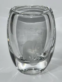 Afors Sweden Ernest Gordon Art Glass Vase Etched Elephant Signed Ernest Gordon - Image 1