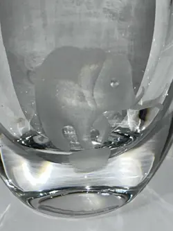 Afors Sweden Ernest Gordon Art Glass Vase Etched Elephant Signed Ernest Gordon - Image 2