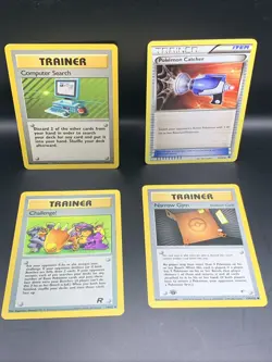 POKEMON TRAINER CARDS (4) Pokemon Catcher, Computer Search, Challenge, Narrow - Image 1