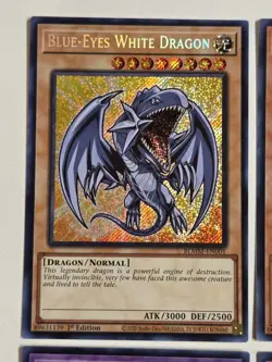 Blue-Eyes White Dragon BLMM-EN001 Secret Rare Yugioh Chibi Card Set x4 Mint - Image 2