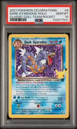 2021 POKEMON CELEBRATIONS CLASSIC COLL #8 DARK GYARADOS-HOLO PSA 10 - Image 1