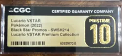 CGC Pristine 10 Lucario VSTAR Black Star Promo SWSH214 Full Art Holo Pokemon TCG - Image 3