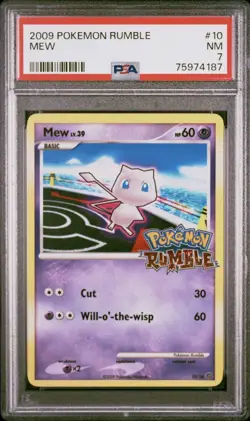 Pokemon TCG Mew Lv.39 10/16 From Pokemon Rumble PSA 7 Near Mint - Image 1
