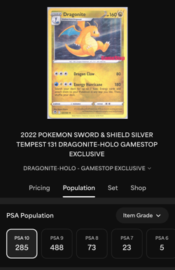 2022 POKEMON SWORD & SHIELD SILVER TEMPEST DRAGONITE GAMESTOP 131 HOLO PSA 10 - Image 3