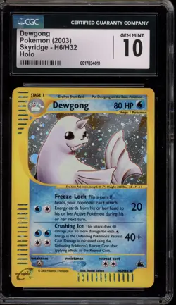 Pokemon Dewgong Skyridge Holo Rare #H6 CGC 10 Gem Mint - Image 1