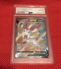 2021 POKEMON SWORD & SHIELD EVOLVING SKIES #183 FULL ART/SYLVEON V PSA 10 - Image 1
