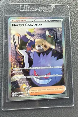 Pokemon Morty's Conviction Full Art Trainer SV05 Temporal Forces Holo 211/162 - Image 1