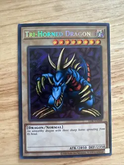 Yugioh Tri-Horned Dragon LOB-EN000 Secret Rare 25th Anniversary NM - Image 1