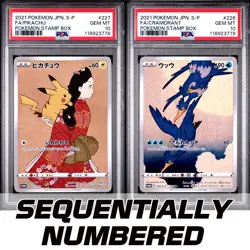 PSA 10 Pikachu 227/S-P Cramorant 226/S-P Sequential Set Stamp Box Pokemon Card - Image 1