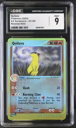 CGC 9 MINT Quilava 2003 EX Sandstorm 51/100 Reverse Holo Pokemon Card - Image 1
