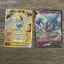 Pokemon Lugia VSTAR & Hatterene V Foil Card Lot SWSH195 SWSH055 - Image 1