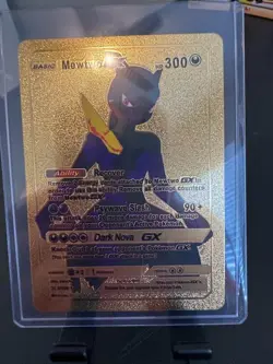 Pokemon Mewtwo GX HP 300 Dark Nova Gold Finish Card - Image 1