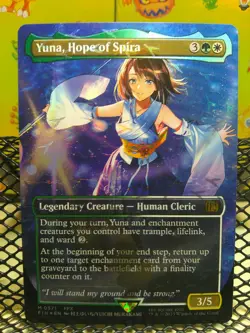 Yuna, Hope of Spira Borderless Chocobo Track Foil - 571 - M - MTG: Final Fantasy - Image 1