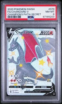 2020 Pokemon Shiny Shining Charizard V Champion's Path #079 PSA 8 NM-Mint - Image 1