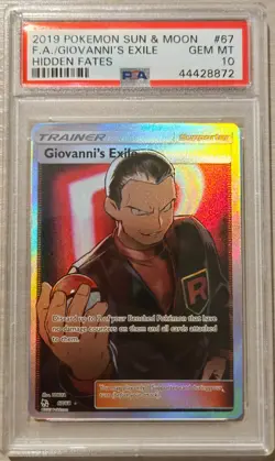 PSA 10 GEM MINT Giovanni's Exile 67/68 Hidden Fates Ultra Rare Holo Pokemon 2019 - Image 1