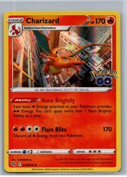 Charizard Holo Rare Pokemon GO 010/078 NM - Image 1