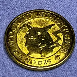 Pokemon 1997 Banpresto Metal Gold Coin - Nintendo - No.025 Pikachu - #0062 - Image 4